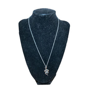 Fashion Women Vintage Silver Tone Snake Crystal Pendant Necklace